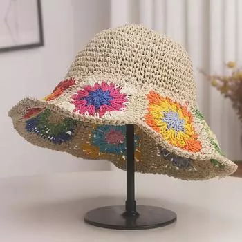 Hyunya wind summer sweet flowers соломенная шляпа ручной работы для женщин, для отдыха, солнцезащитная шляпа, маленькая солнцезащитная шляпа M56-58cm