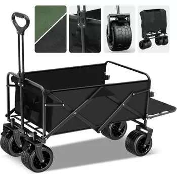 HZCYS Outdoor Wagon Enhanced Rear Большая грузоподъемность Carry Carry Camping Совместимость с Long Removable Large Поставляется с Convergence Camping