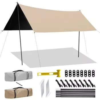 HZCYS Square Tarp Reinforced Version Black Rubber Tapp Trap Большой водонепроницаемый брезент Может использоваться с палатками и тентами Водоотталкивающая отделка Водонепроницаемость