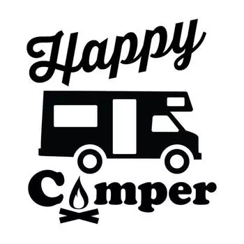 HZX1428 Happy Camper Автодом для путешествий, автомобильная наклейка, виниловые наклейки, водостойкая наклейка на кузов автомобиля, заднее окно 11x12cm -S
