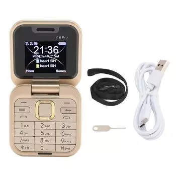 I16pro Маленький раскладной телефон Две SIM-карты Двойной режим ожидания Карта памяти 16 ГБ Многоязычный карманный сотовый телефон 2G синий