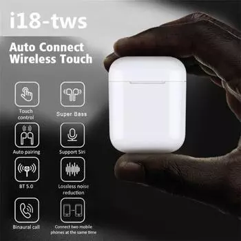 I18 Беспроводные наушники Bluetooth-гарнитуры Наушники T-touch Control для всех смартфонов One Size чёрный