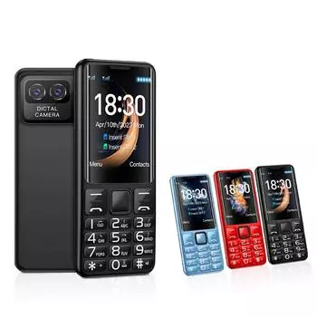 i79(H6) Мини-кнопочный телефон GSM 2G для пожилых людей, 2,4-дюймовый TFT-экран, 1500 мАч, будильник, музыкальный плеер, фонарик, функция телефона с двумя SIM-картами чёрный