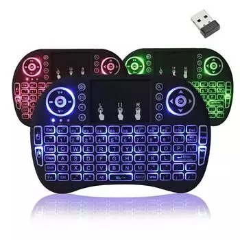 I8 мини-беспроводная клавиатура с подсветкой, английская воздушная мышь 2,4G, дистанционная сенсорная панель для Android TV Box, ПК, MAC OS Linux, XBOX 360 PS3 Backlit чёрный