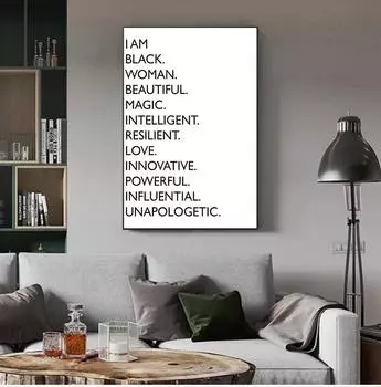I Am Black Quote Холст Живопись Черно-Белая Афроамериканская женщина Плакаты и принты Скандинавские настенные рисунки Для гостиной Нет рамки 21*30cm