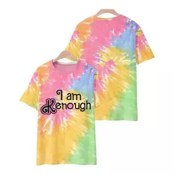 Футболки I Am Kenough Tie Dye с 3D-принтом, летние, мужские и женские, с коротким рукавом, уличная одежда, Harajuku, большие футболки, детские топы, одежда S