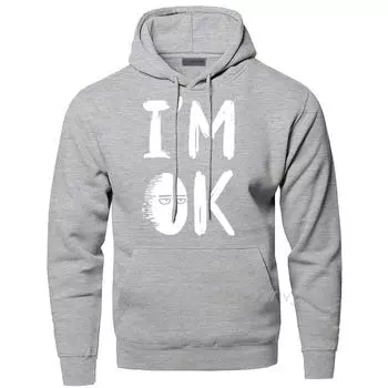 I Am OK One Punch унисекс Сайтама толстовки унисекс забавные аниме толстовки с капюшоном Harajuku пуловер с капюшоном Harajuku толстовка женская унисекс толстовка L