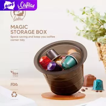 [i Cafilas] [CBMB] Держатель для кофейных капсул Диспенсер с вертикальной разгрузкой Подставка для коробок-органайзер Корзина для хранения ABS для Nespresso Dolce Gusto Vertuoline коричневый