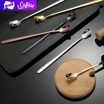 [i Cafilas] [CSpoon] Длинная кофейная чайная ложка из нержавеющей стали, десертная ложка для перемешивания, кружка, кофейные столовые приборы, посуда в европейском стиле 1PC золотой