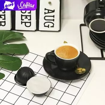 [i Cafilas] [NVCG3] Многоразовые капсулы для кофе, пищевой полипропилен, многоразовые чашки для приготовления крема, стручки, фильтр для эспрессо для Nespresso Vertuoline Next, Delonghi 50PCS белый