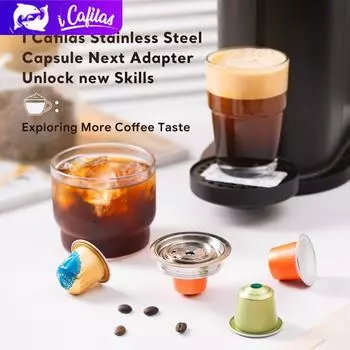 i Cafilas UE2401 Nespresso Coffee Capsule Converter Refillable 304 Stainless Steel Compatible With Delonghi ENV135, Vertuoline Vertuo GCA1 80ml