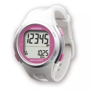 и часы шагомер радиоволновой цифровой 43 мм белый розовый прогулочные часы [Yamasa] мужские женские TM-500W/P []