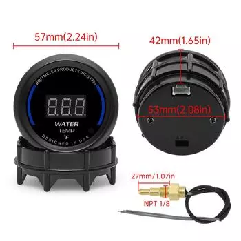 и цифровой круглый датчик температуры воды 52 мм измеритель температуры воды с датчиком температуры 1/8NPT для автомобиля грузовика внедорожника 12 В