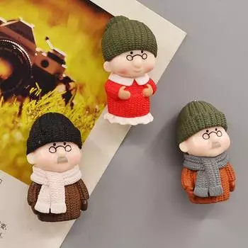 и дедушка Миниатюры Микропейзаж Статуэтка старой пары Фигурки бабушек и дедушек Украшение для торта оранжевый/красный