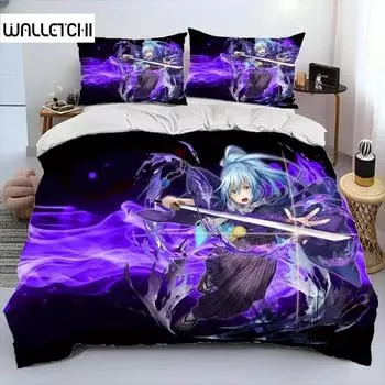 I Got Reincarnated As A Slime Anime Comforter Bedding Set,Duvet Cover Bed Set Quilt Cover Pillowcase,king Queen Size Bedding Set 70x133cm 2pcs