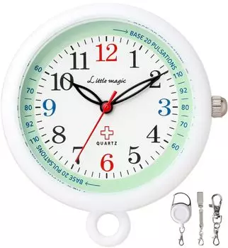 и легко можно заменить на карманные часы Nurse watch Clock Colore 34 мм [Маленькая магия] [Официальный] [Большое чтение] [Самостоятельно установите батарею] (colore34MI мятный)