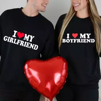 I LOVE MY BOYFRIEND с забавным принтом, повседневный топ с круглым вырезом, женский свободный свитер с длинными рукавами в европейском и американском стиле S