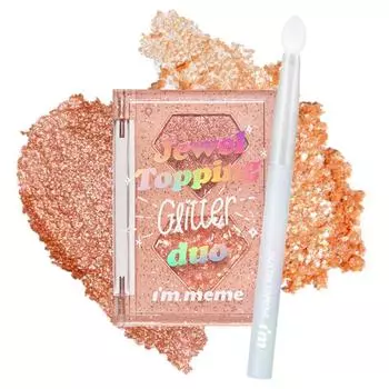 I M MEME Jewel Topping Glitter Dual Eyeshadow 02 Coral Jewel + Glitter Brush, 1 набор