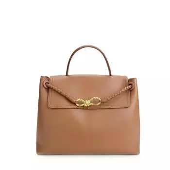 И новая модная универсальная сумка через плечо с бантом и золотой пряжкой из гладкого переплетения с кожаной сумкой-тоут 32x24x12cm