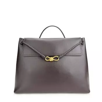 И новая модная универсальная сумка-тоут с бантом и золотой пряжкой на одно плечо с большой вместимостью 42x31x16cm светло-серый