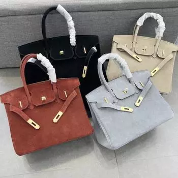 И новая женская сумка из натуральной кожи, матовая кожа, замшевая кожа, платиновая сумка, ручная сумка на одно плечо с диагональным поперечным ремнем 30x17x22cm коричневый