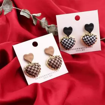 И осенние украшения для девочек, аксессуары, серьги в корейском стиле, серьги в клетку, женские висячие серьги чёрный
