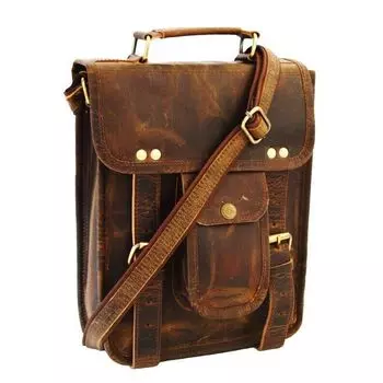 I-pads Мужская винтажная кожаная сумка через плечо Коричневая сумка через плечо