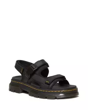 и подлинный FORSTER 31560001 [Dr. Martens] Сандалии, Forster, мужские и женские, кожаные, с несколькими ремешками, на липучке, (ЧЕРНЫЙ), 24,0 см (Великобритания5)