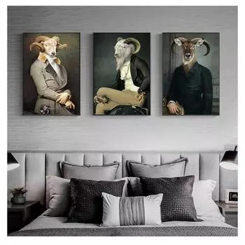 И принты «Граф козла», холст, картины на стене, художественная картина, украшение стены, Cuadro, скандинавское ретро, коза, холст, художественные постеры 21cm30cm NoFrame