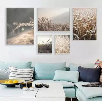 И принты, настенные панно для декора гостиной, фермерские растения, птицы, листья, пшеница, пейзаж, настенная живопись на холсте, скандинавская S 21cm30cm NoFrame