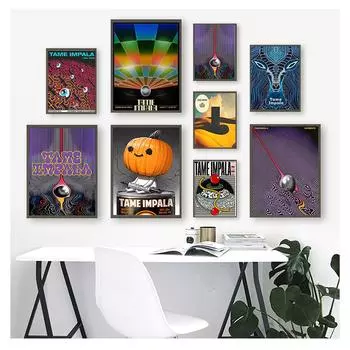 И принты рок-музыкальная группа Tour Art Холст Картина Настенные панно для гостиной Домашний декор Новый Tame Impala психоделический плакат 21cm30cm NoFrame