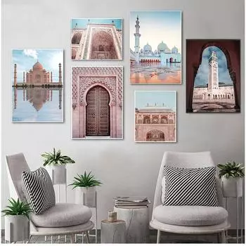 И принты, украшения, настенные панно для гостиной, настенная живопись на холсте, большая мечеть шейха Заида, восточные ворота, плакаты на скандинавскую тему 21cm30cm NoFrame
