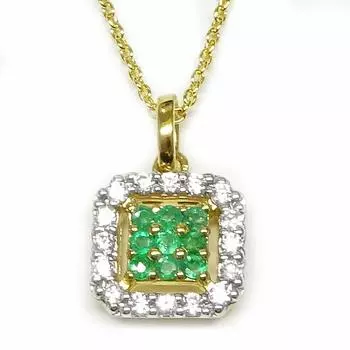 и я ювелирные изделия Изумрудное ожерелье кулон CZ бриллиант entourage таинственный квадрат ожерелье [You box]