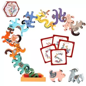 и развивающая игрушка для балансировки и построения зодиака 3D пазл из 12 частей (Знание МИНИЧЕЕР) Блоки, Знаки, Игрушка, Набор, Концентрация, Детский