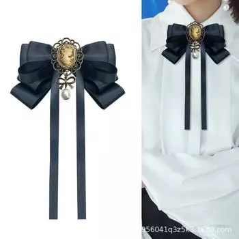 I -Remiel Black Beauty Head Bow Tie Женская брошь Ретро Британский колледж Стиль Бантики Броши Для Женщин Аксессуары Для Воротника Рубашки