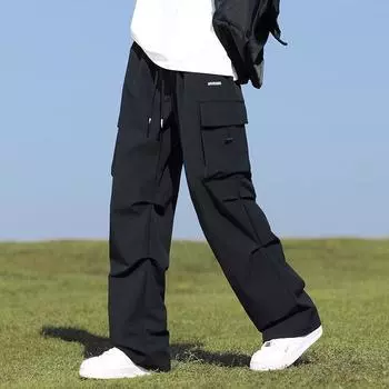 И штаны-парашюты мужские, толстые и большие размеры, модные, толстые, свободные, прямые, спортивные штаны 4XL хаки