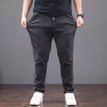 И стильные джинсы для мужчин с эластичной посадкой, облегающие, эластичные, мужские, со средней жаккардовой тканью, большие размеры, длинные брюки для людей с избыточным весом 4XL бездна