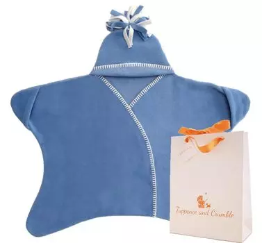 и Swaddle Star Afghan Stirrup Sky Blue на месяцы [Tuppence Crumble] Звездообразный CON-GTC-S0305 [Подарок] 0-4