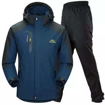 и ветер Открытый Дождь Верх и низ Альпинизм Дождь Холодный Альпинизм Длинные всадники [Benkke] [Устойчивый к дождю] Куртка, костюм, комплект, одежда, снаряжение,