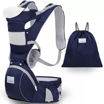 и закрепить под присмотром детское сиденье-кенгуру с местом для хранения полностью темно-синего цвета [Безопасный доктор] Dr.CLAIR + сумка, сетка,