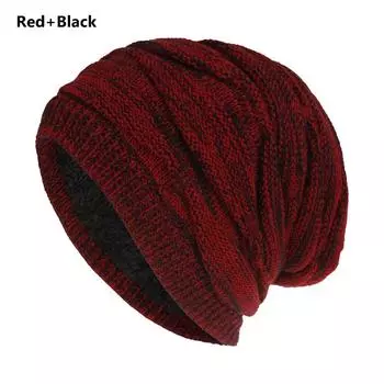 и Женская Шапка-боннет оверсайз, Лыжная шапка, Толстая зимняя теплая шапка, Шапка-бини, Шапка-скулли, Лыжная шапка Red & Black