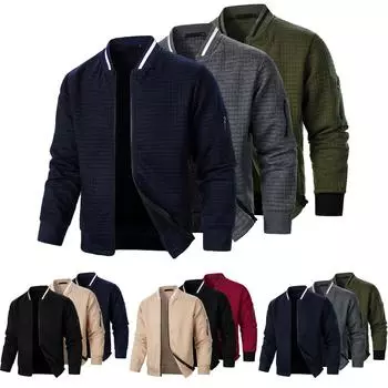 И зимний мужской трикотажный свитер на молнии с длинными рукавами и тонким бархатным верхом, костюм-тройка L чёрный