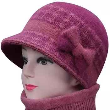И зимняя шапка для волос для мамы, плюшевая толстая теплая шапка для людей среднего и пожилого возраста, шапка для бабушки, зимняя вязаная хлопковая шапка One Size горячий розовый