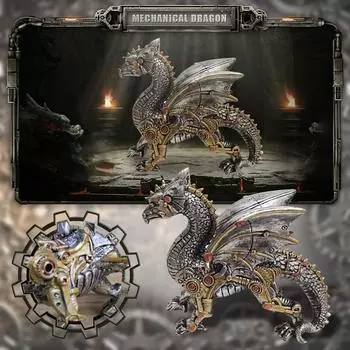 И золотая готическая статуя дракона в стиле стимпанк One Size серебряный