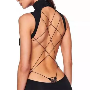 Iamgia Мода Металлическое платье с вырезом в виде бабочки, без спины, сексуальное, ветреное, стройнящее, с высоким воротом и разрезом, темпераментное длинное платье Black S