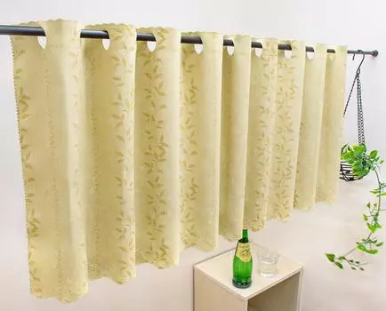 Iams Cafe 75cm Long Wide x 75cm Long Grade 1 Light Blocking UV Heat Made in Floral Small Window Curtain, [145cm / / Beige] Protection, Insulating, бежевый