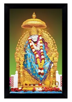 IBA Indianbeautifulart элегантная и религиозная фоторамка Бога Саи Баба в сидячей позе плакат с рамкой черная настенная рамка 6 x 8 inches чёрный