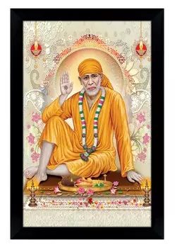 IBA Indianbeautifulart элегантная и религиозная фоторамка Бога Саи Баба в сидячей позе плакат с рамкой черная настенная рамка 6 x 8 inches чёрный