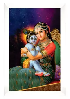 IBA Indianbeautifulart Baby Krishna With Maa Yashodha фоторамка религиозный плакат черная настенная рамка божество фоторамка 6 x 8 inches чёрный