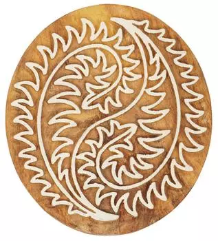 IBA Indianbeautifulart Блок для текстильной печати Листовой мотив Ручная резная деревянная печать Печать на деревянных блоках Текстильные штампы для ткани Гончарные блоки-3 3 inches коричневый